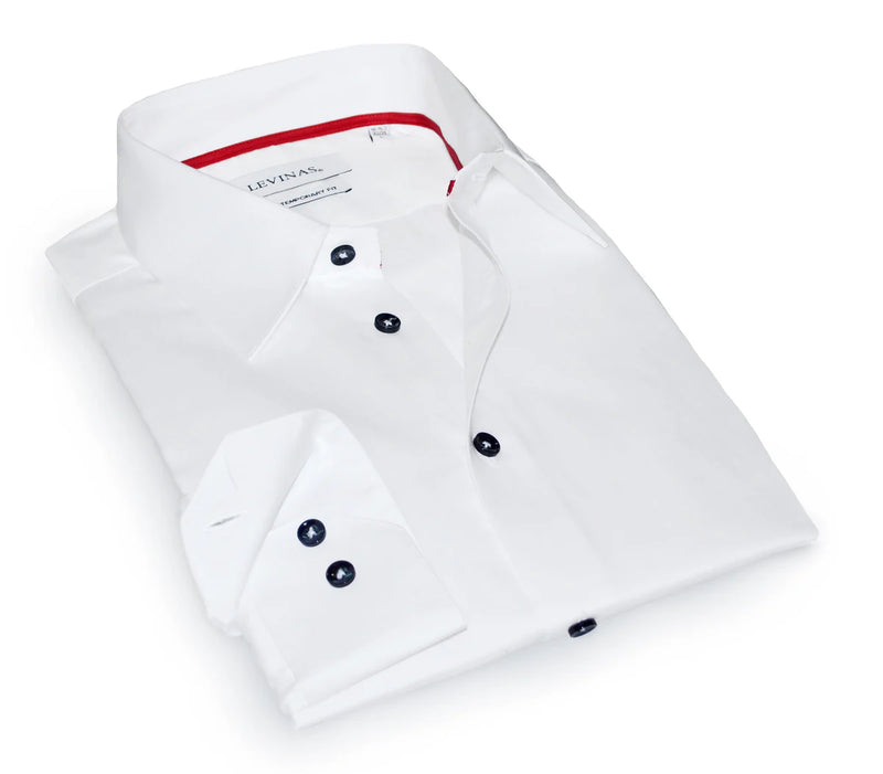 White Business Casual Button-Up Shirt