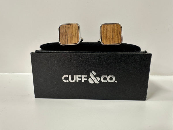 Rustic Square Wood Cufflinks