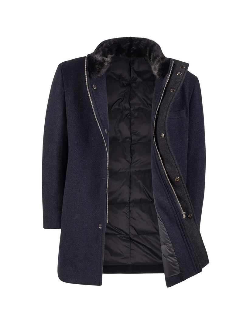 T.O. Boy's Lincoln Wool Coat with Fur Collar